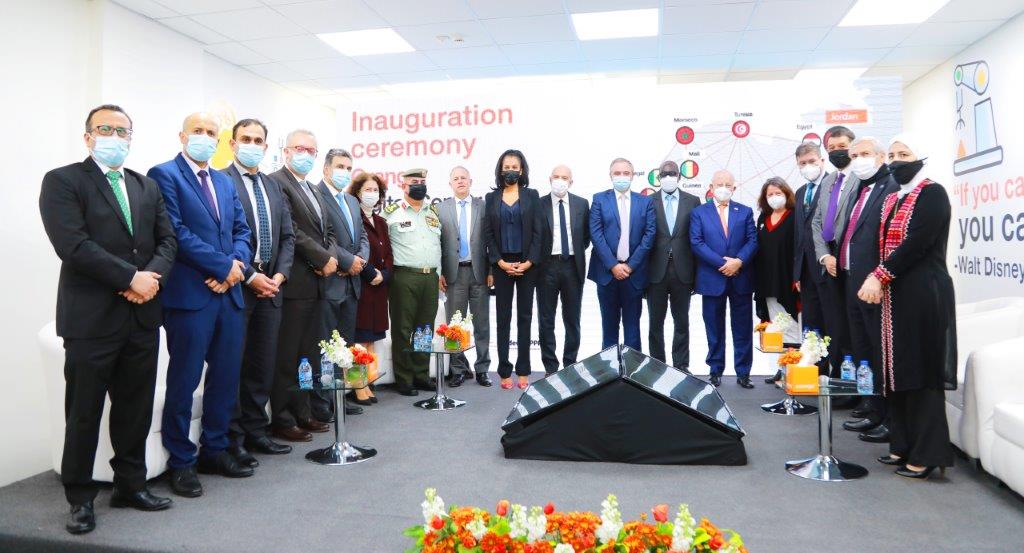 Participants pose for a group photo during the launch of the 'Orange Digital Centre' on Tuesday (Photo courtesy of Orange Jordan)